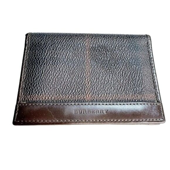 Burberry Brown Leather Card Holder Wallet- LT3228 - Picture 1 of 6